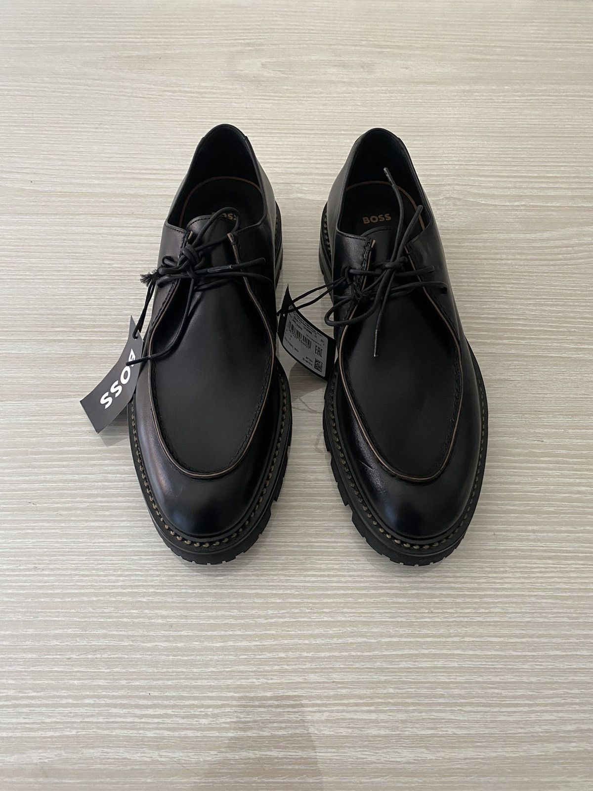 image of Hugo Boss Black Leather Loafers, Men's (Size 9)
