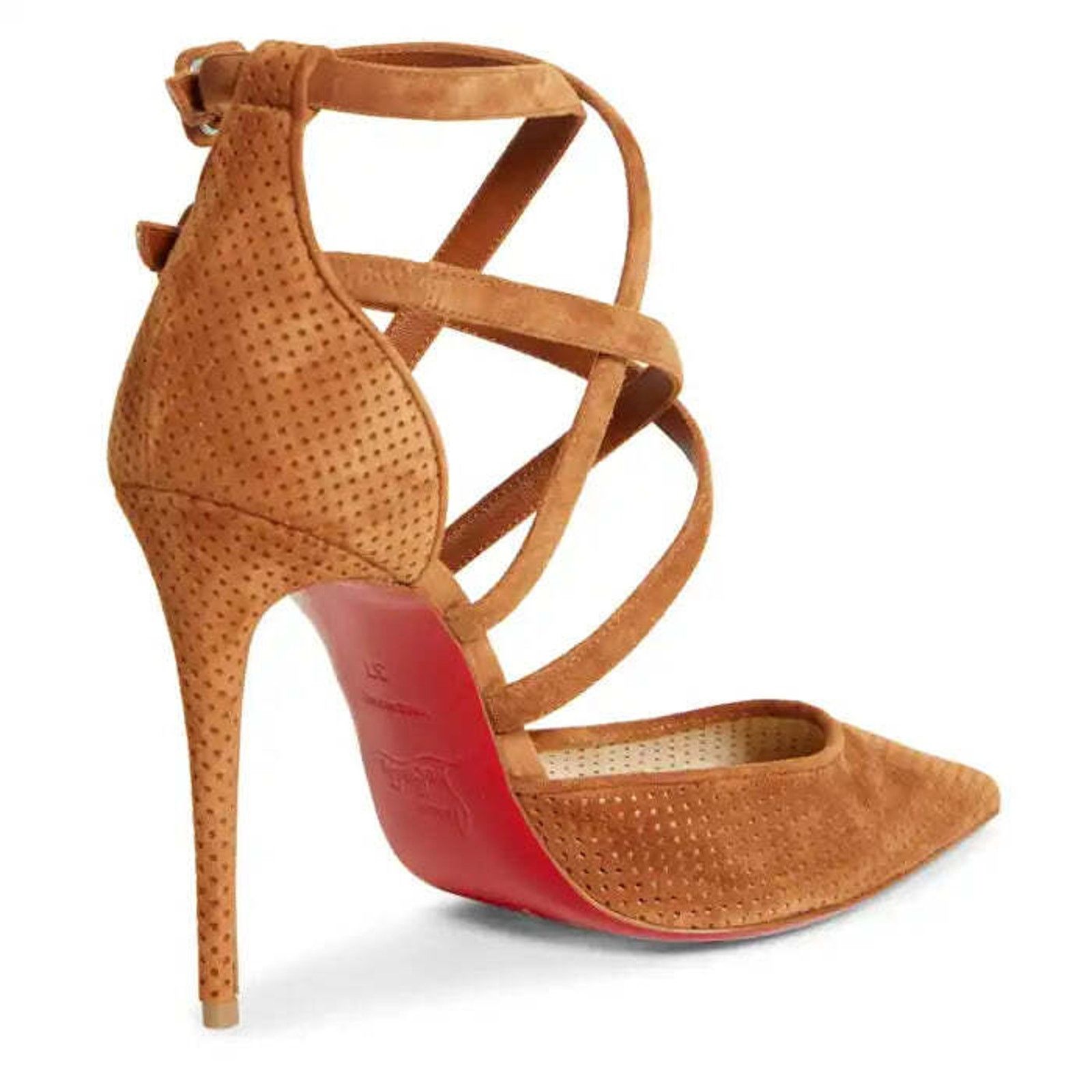 Christian Louboutin Victorilla 100 Biscotto Brown Strappy Sandal Heel Pump 42 Size US 12 / IT 42 - 8 Thumbnail