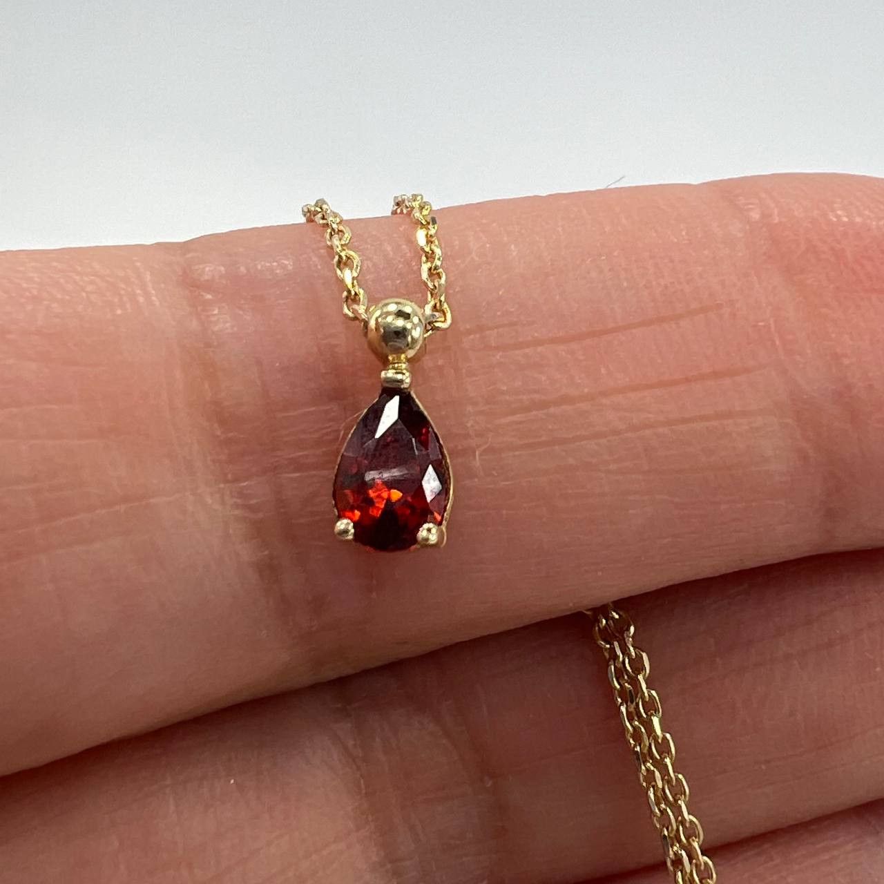 Other New 14K Solid Gold Necklace Italy – Teardrop Red Garnet 1.8g Size ONE SIZE - 3 Thumbnail