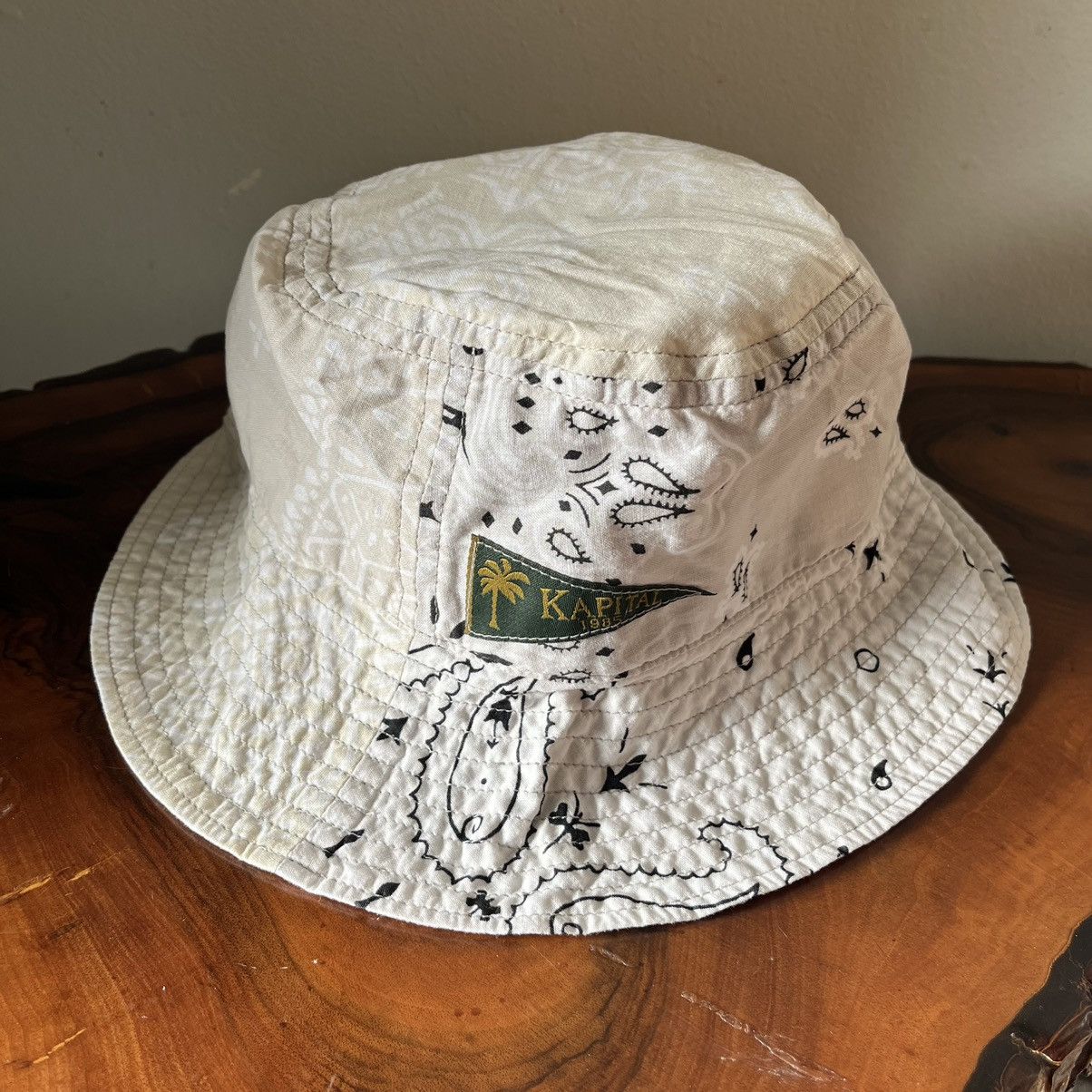 image of Kapital Patchwork Bucket Hat in Natural, Men's