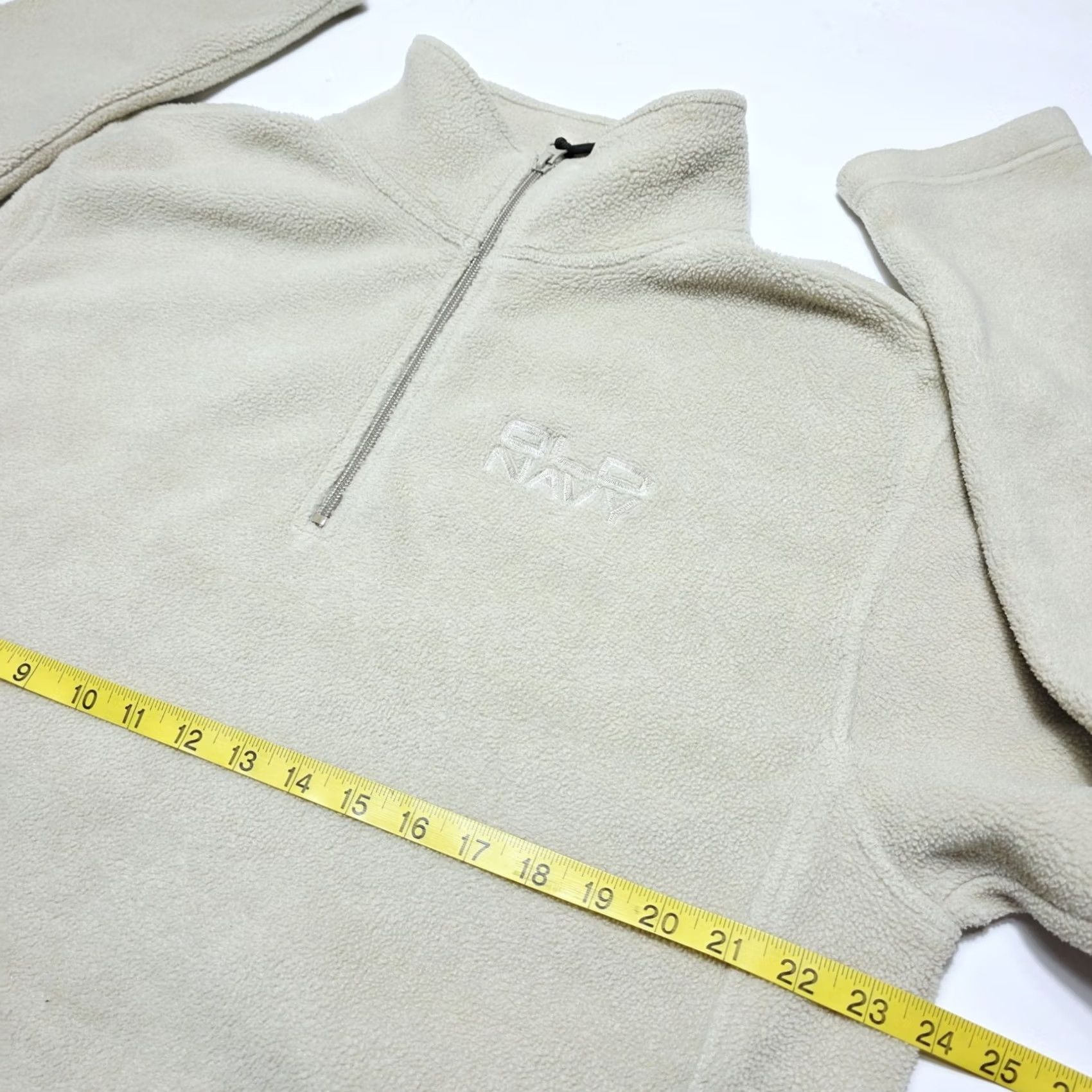 Old Navy VINTAGE Old Navy Sweatshirt 1/4 Zip Fleece Pullover Mock Neck Long Sleeve Men's Large Cream Ivory Size US L / EU 52-54 / 3 - 6 Thumbnail