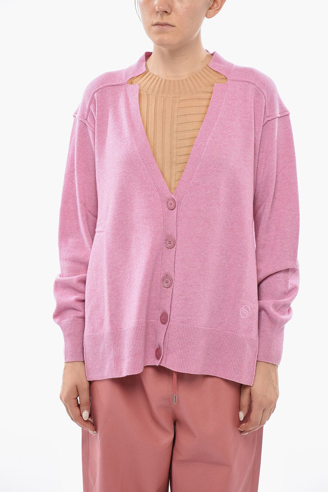 Relaxed-Fit Mixed Cashmere Cardigan With Side Slits, Women's