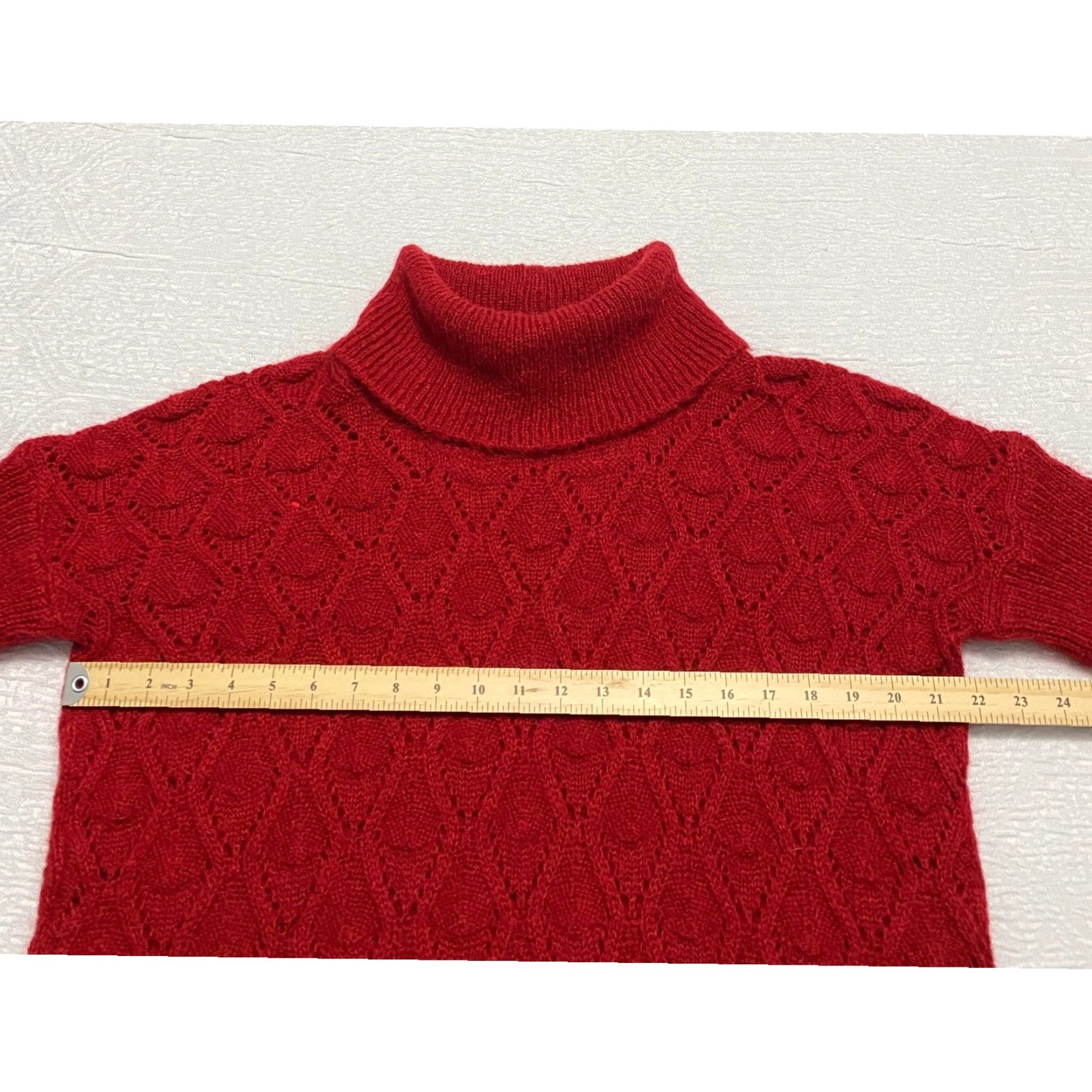 Vintage Elsamanda Red Italy Mohair Blend Knit Turtleneck Sweater Small Size S / US 4 / IT 40 - 7 Thumbnail