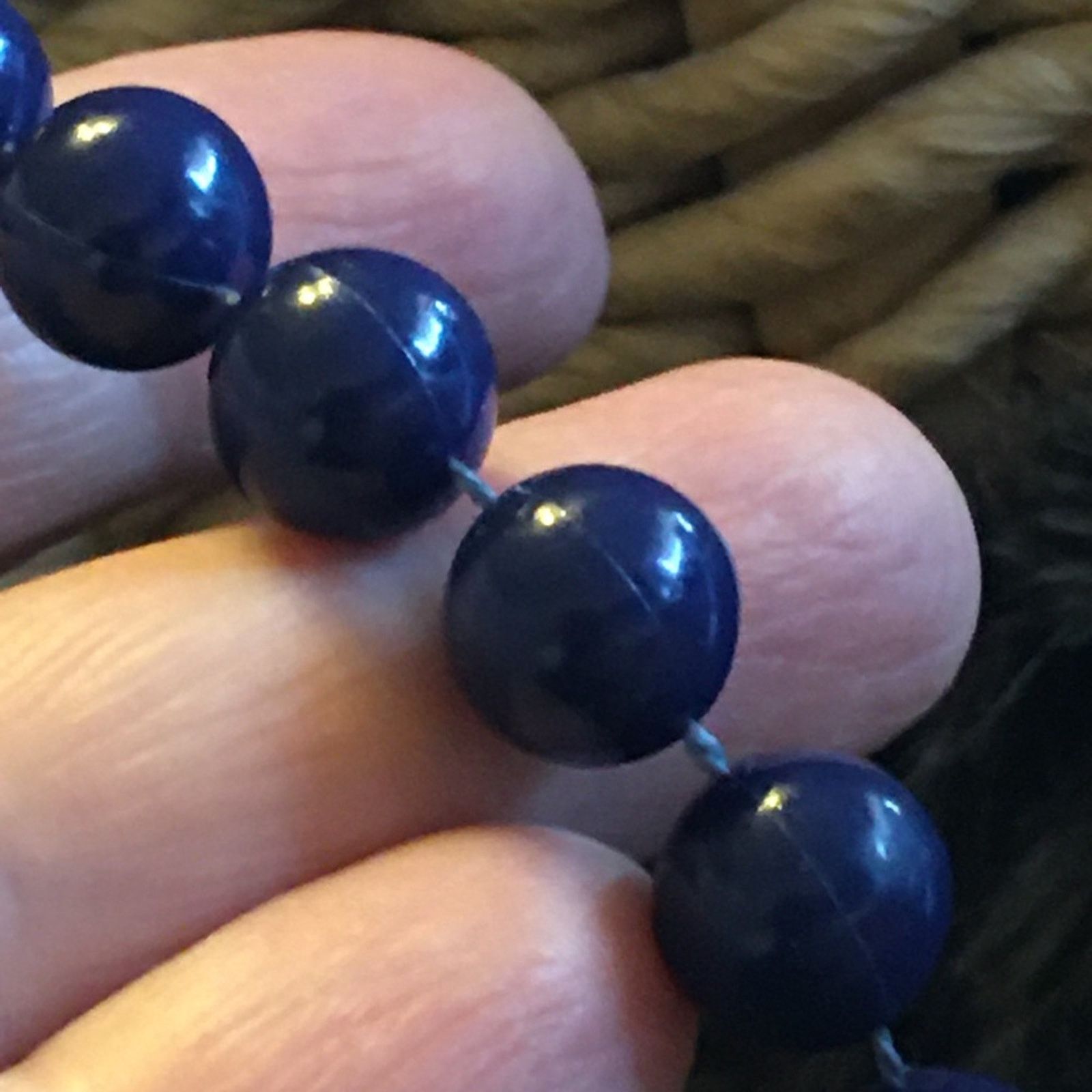 Vintage Vintage navy round plastic bead necklace Size ONE SIZE - 6 Thumbnail