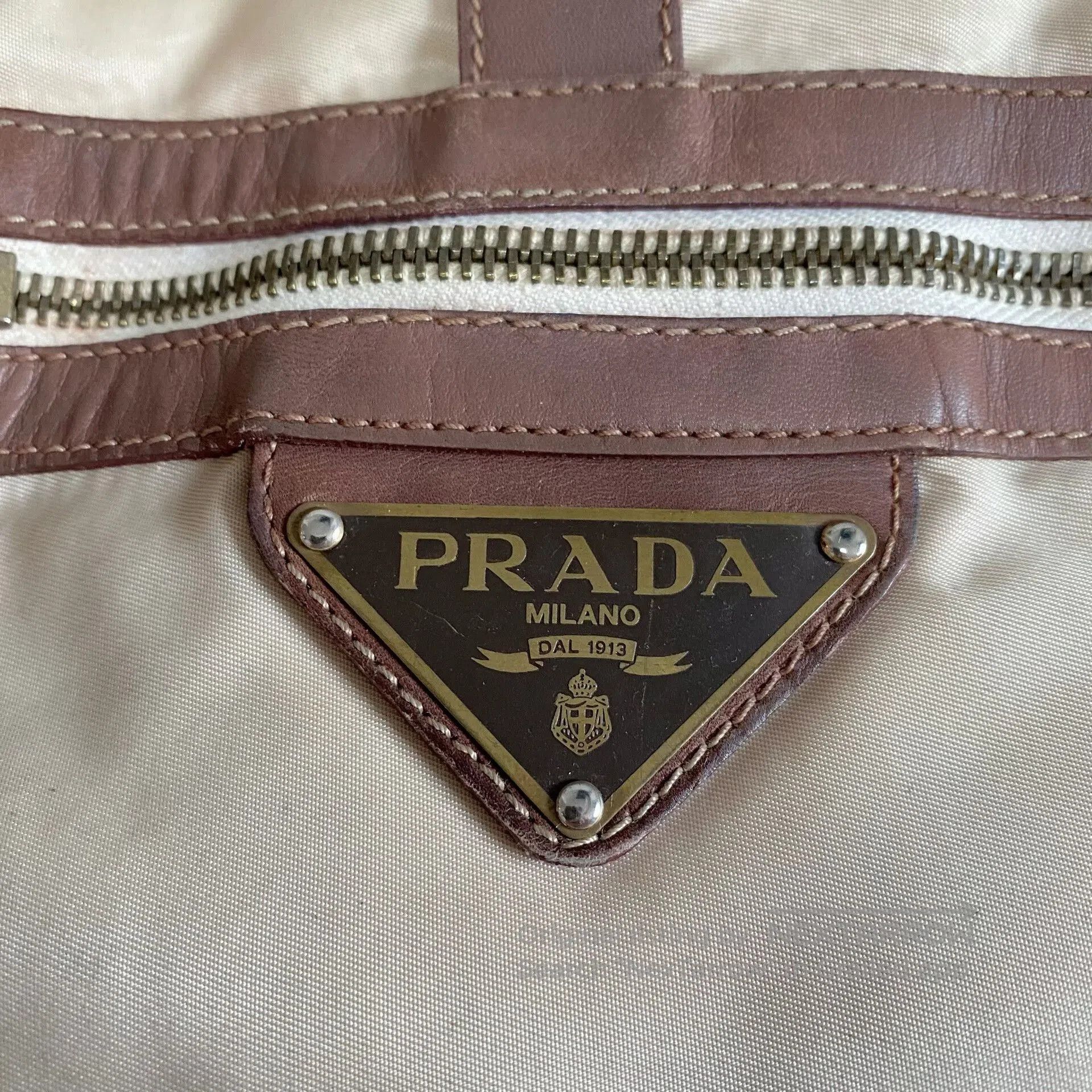 Prada Prada White Brown Mini Shoulder Bag. Size ONE SIZE - 7 Thumbnail