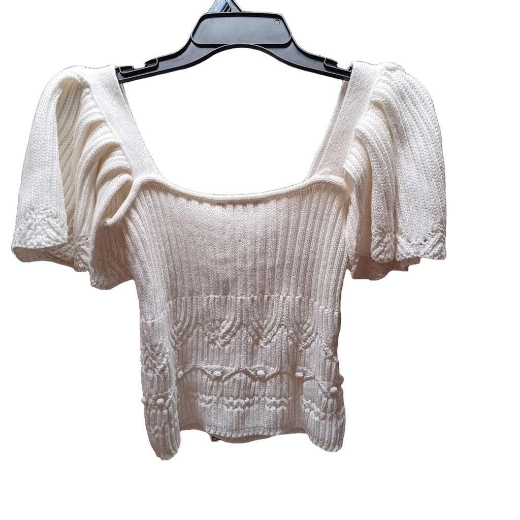Zara NWT ZARA Ruffled Knit Flutter Sleeve Top Size M / US 6-8 / IT 42-44 - 5 Thumbnail