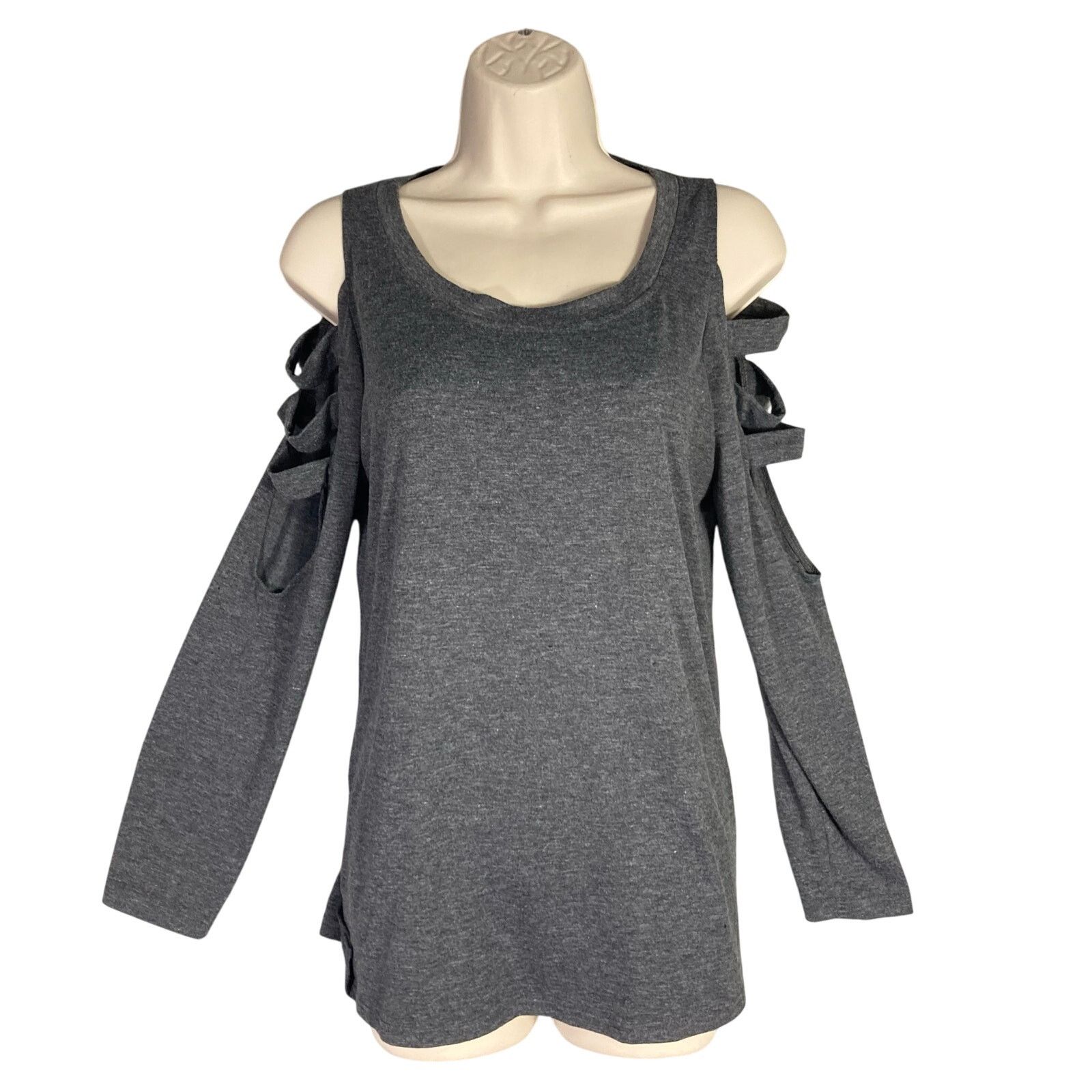 Other Women's Gray Open Shoulder Long Sleeve Blouse Size S Size S / US 4 / IT 40 - 1 Thumbnail