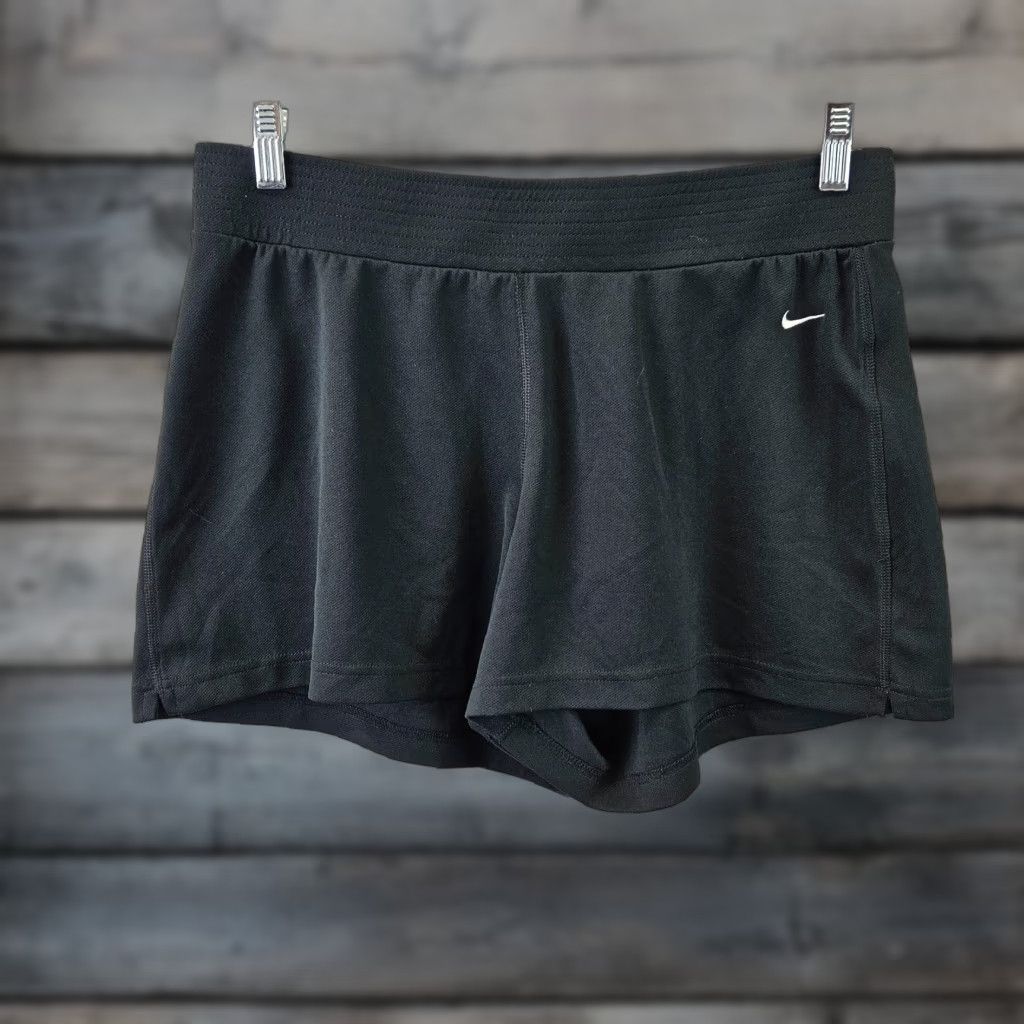 Nike Nike Womens Shorts L Solid Black High Rise Polyester Pull On Size 36" / US 14 / IT 50 - 1 Thumbnail