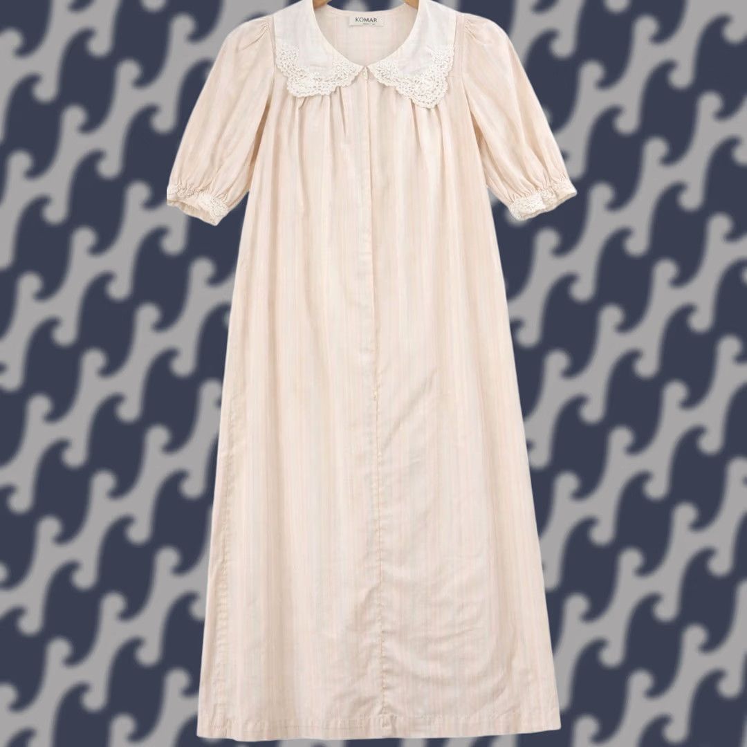 Vintage VINTAGE Komar House Dress Shirt Womens Medium Pink Lace Collar Cotton Blend USA Cottagecore Nightgown Long Sleeve Size M / US 6-8 / IT 42-44 - 1 Thumbnail
