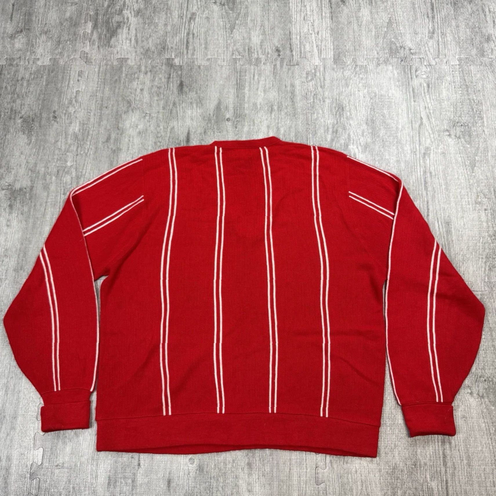 Lacoste Vintage 80s Lacoste Mens Sweater XL Red White Striped V-Neck Pullover All Seasons Size US XL / EU 56 / 4 - 7 Thumbnail