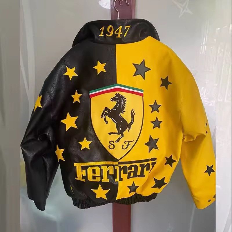 Vintage Ferrari 1947 racing leather jacket big horse stars logo Size US L / EU 52-54 / 3 - 1 Thumbnail
