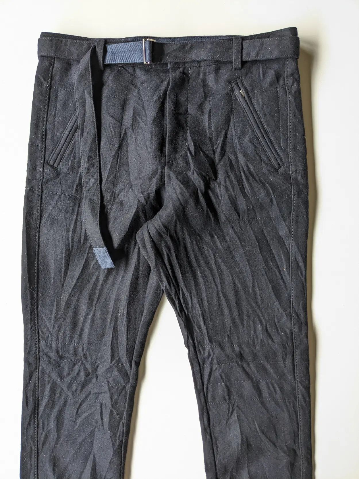 Sacai AW20 Runaway Sacai wool melton pant dark blue Size US 35 - 4 Thumbnail