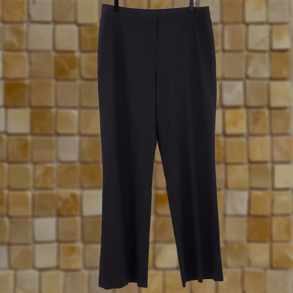 Vintage Lafayette 148 New York Women's Straight Leg Trousers Wool Blend Black 12 Dress Pants" Size 34" / US 12 / IT 48 - 1 Thumbnail