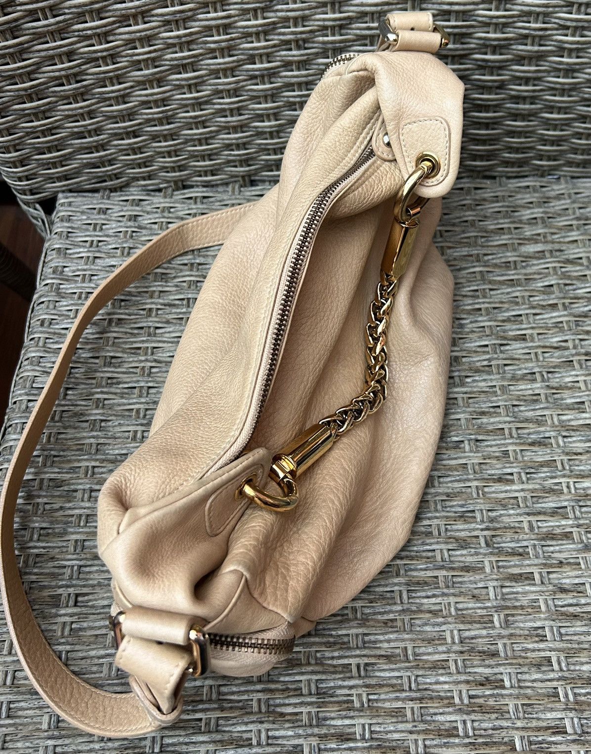 Furla Furla Beige Leather Hobo Shoulder Bag Gold Chain Size ONE SIZE - 7 Thumbnail