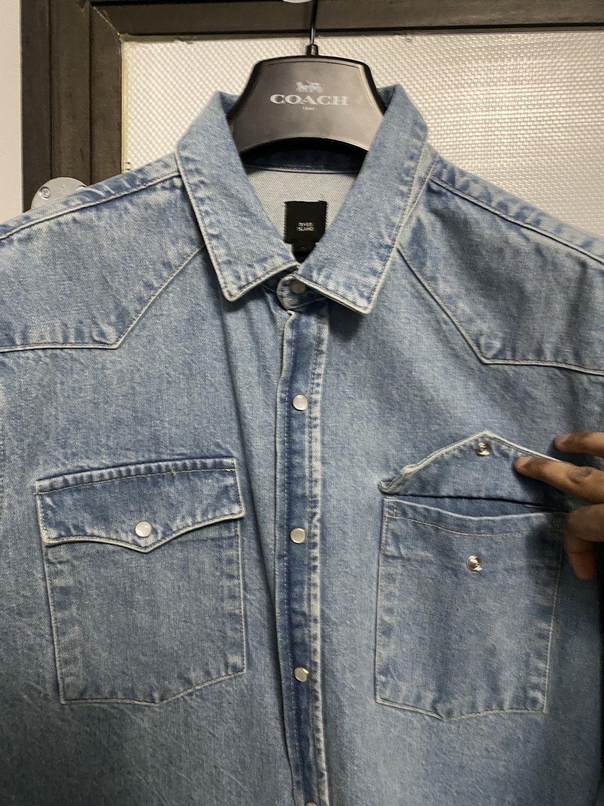 River Island Western Denim shirt Size US L / EU 52-54 / 3 - 3 Thumbnail