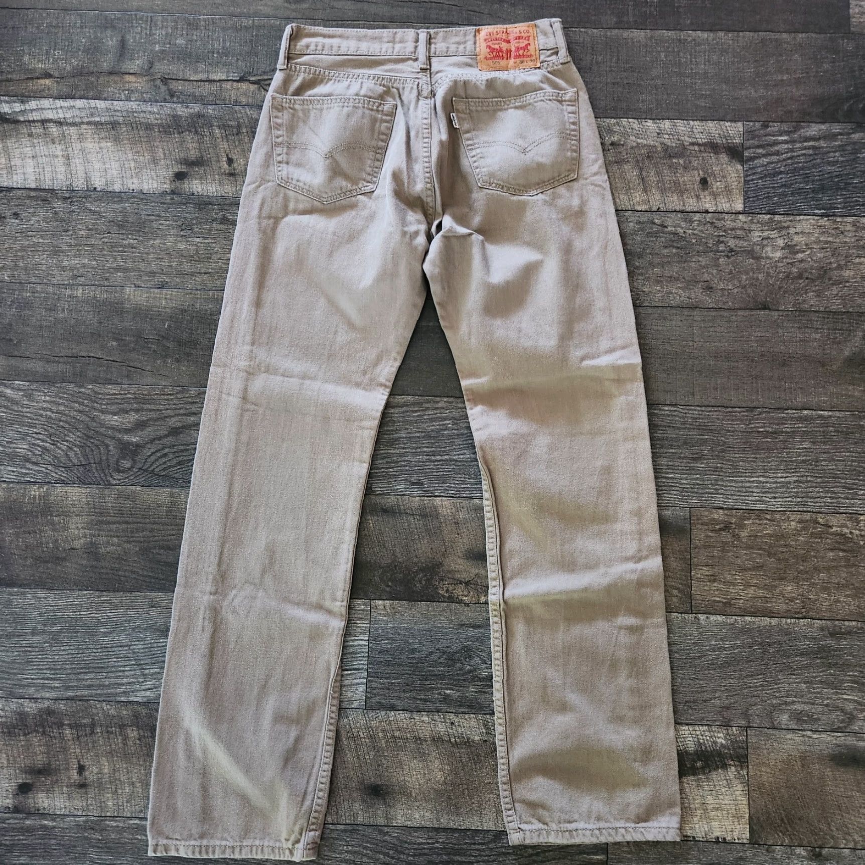 Levi's Levi's 505 Jeans Men's 30x32 Tan Denim Straight Leg White Tag 5-Pocket Relaxed Fit Belt Loops Size US 30 / EU 46 - 5 Thumbnail