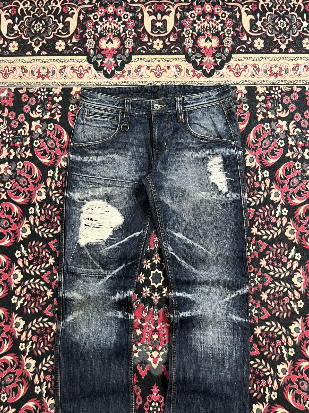 Number (N)ine Nicole Club Hideaways Dark Faded Washed Distress Flare Jeans Size US 30 / EU 46 - 3 Thumbnail