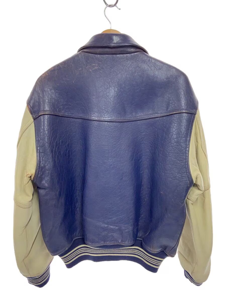 Avirex Avirex Plain Leather Stadium Jacket Navy Size US M / EU 48-50 / 2 - 2 Thumbnail