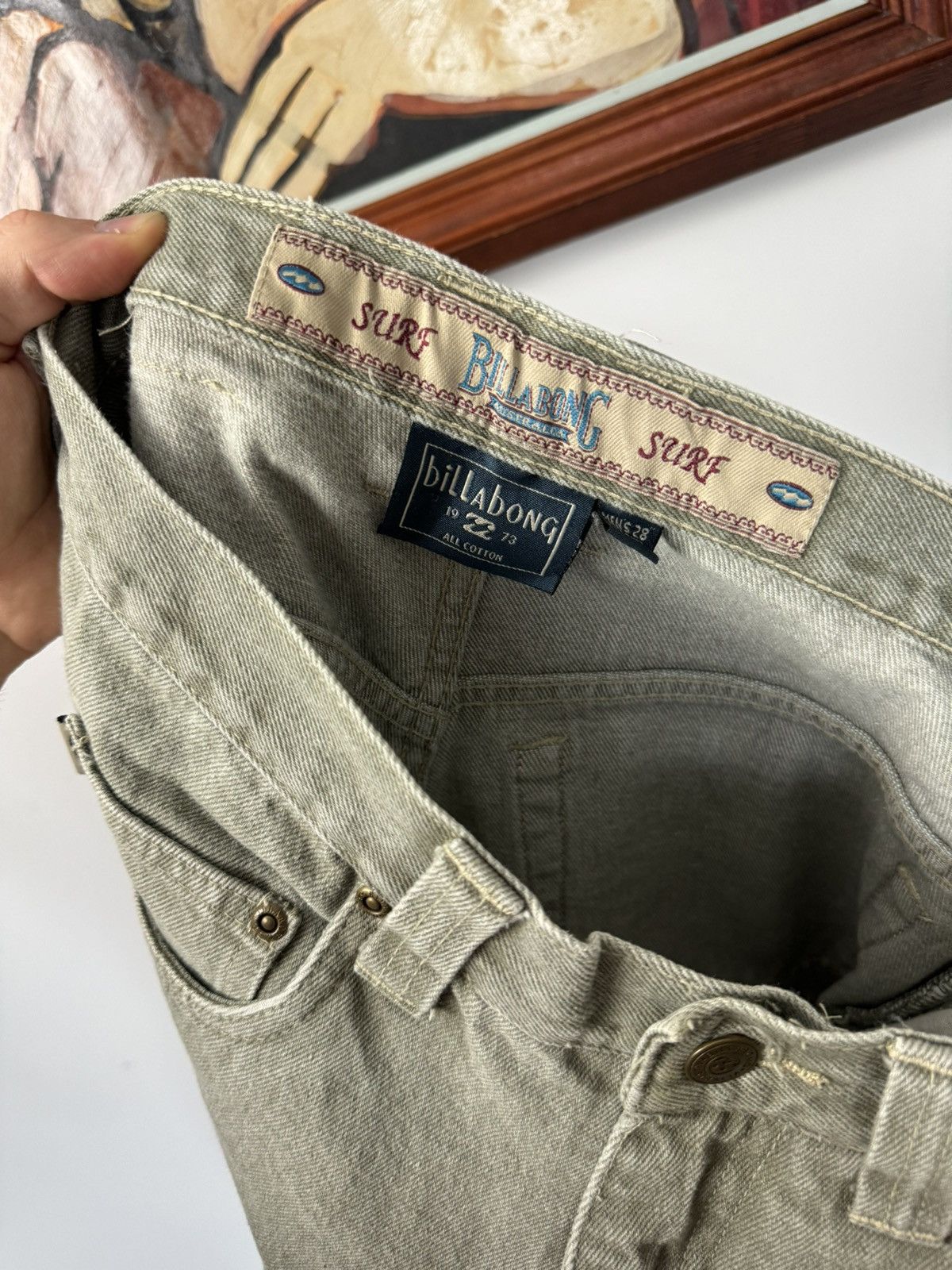 Billabong Vintage 1990s Billabong Denim Jeans Pants Surf Skate Olive Size US 28 / EU 44 - 4 Thumbnail