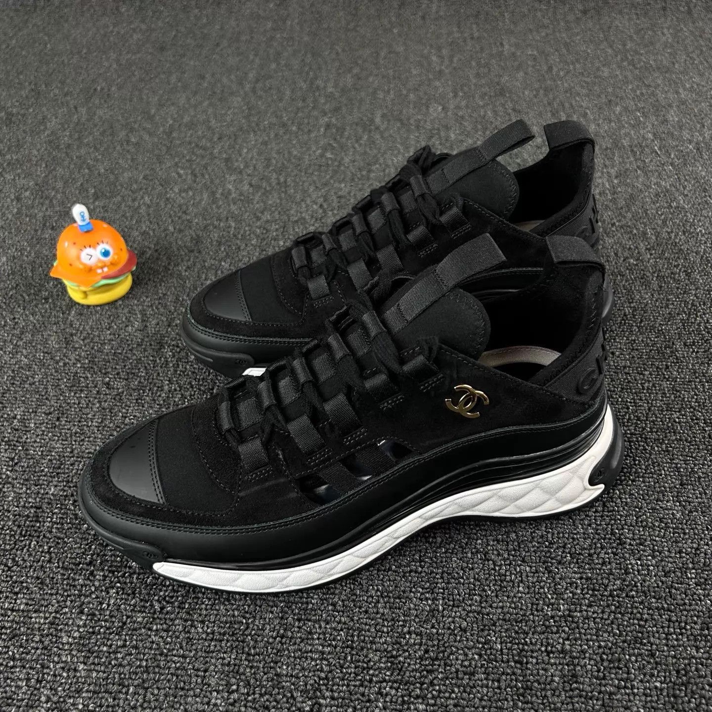Chanel Chanel Black CC Gold Sneakers Women's 38 Panda HB6714 Size US 7.5 / IT 37.5 - 1 Thumbnail