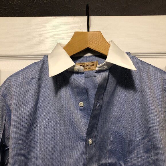 Paul Stuart Paul stuart men's new blue cotton dress shirt size: 16 Size US L / EU 52-54 / 3 - 4 Thumbnail