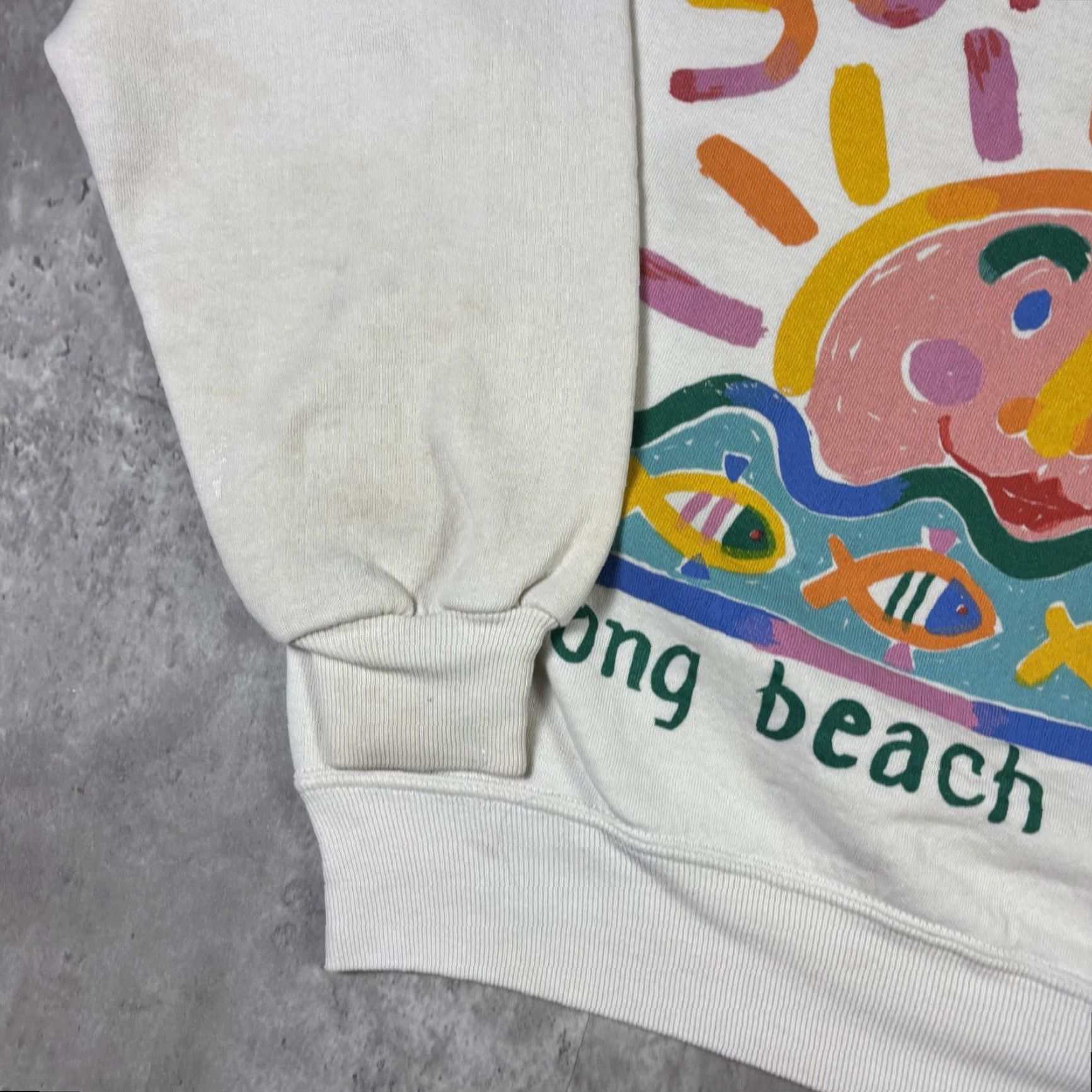 Russell Athletic VINTAGE Russell Athletic Sweatshirt Long Beach Island Sunset 90s Graphic Print Mermaid White M Mens Size US M / EU 48-50 / 2 - 7 Thumbnail