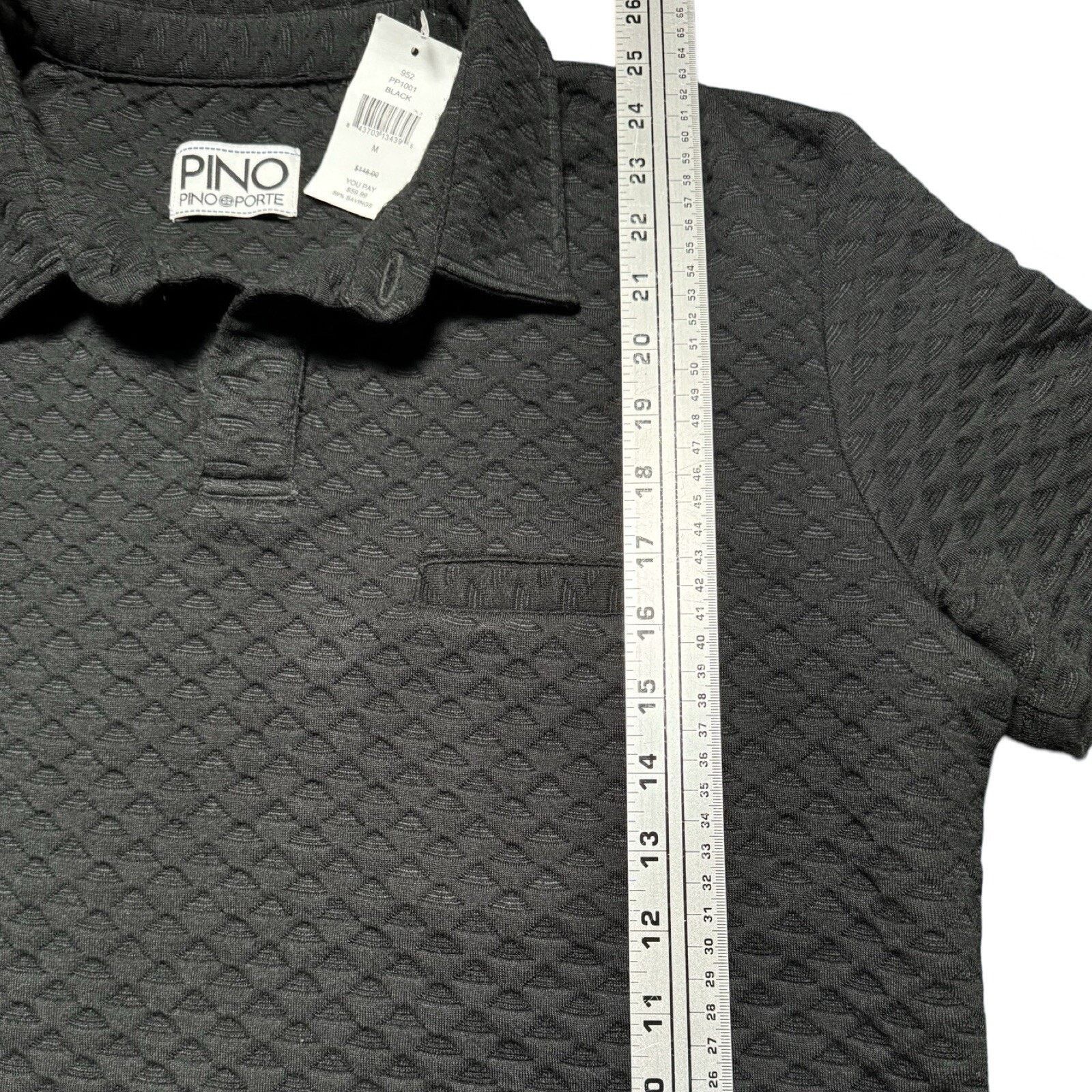 Other PINO BY PINOPORTE Textured Waffle-Knit Polo Black Men's M Size US M / EU 48-50 / 2 - 4 Thumbnail
