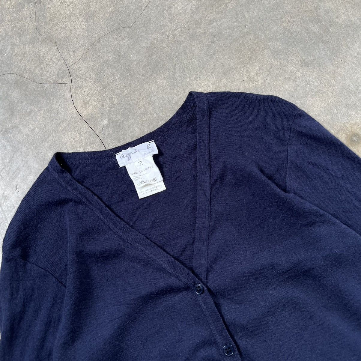 agnes b. Vintage Agnes B Navy Knit Cardigan Size S / US 4 / IT 40 - 3 Thumbnail