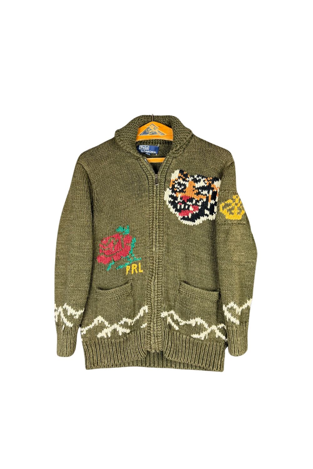 Ralph Lauren Polo Tiger Rose Cowichan Knit Cardigan 90s image 10