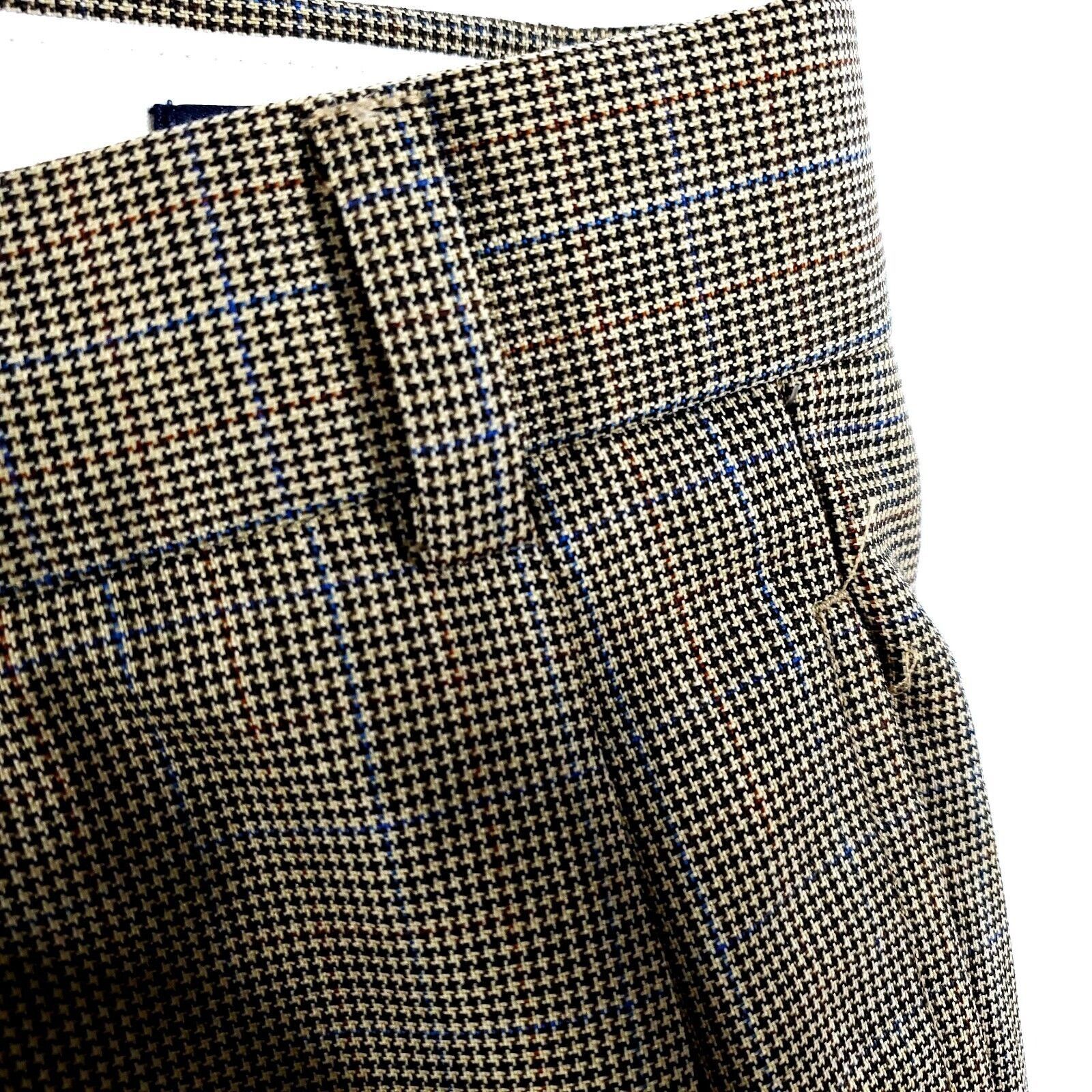 Nautica NEW Nautica Brantley Lined Dress Pants Brown Tan Check Blue Size 38R - 5 Thumbnail