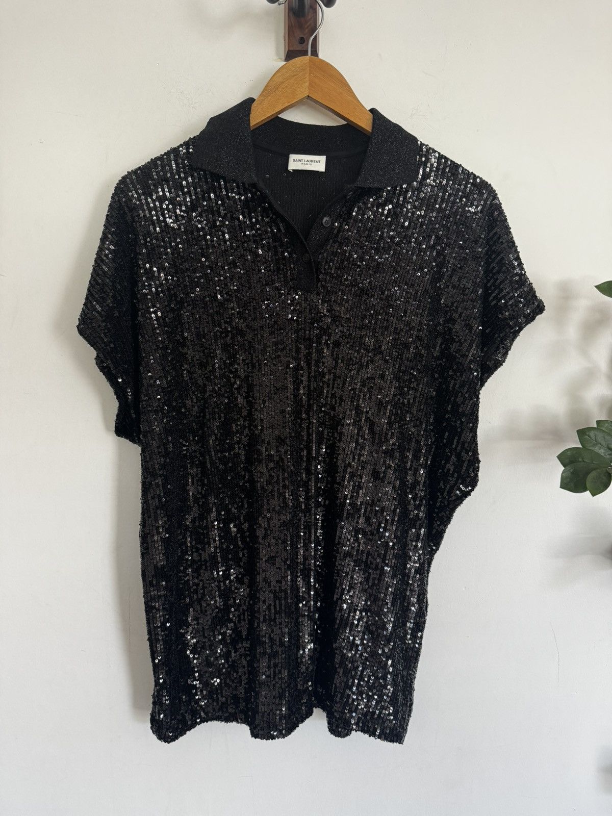 Saint Laurent Paris Oversized Sequins polo Size US S / EU 44-46 / 1 - 1 Thumbnail