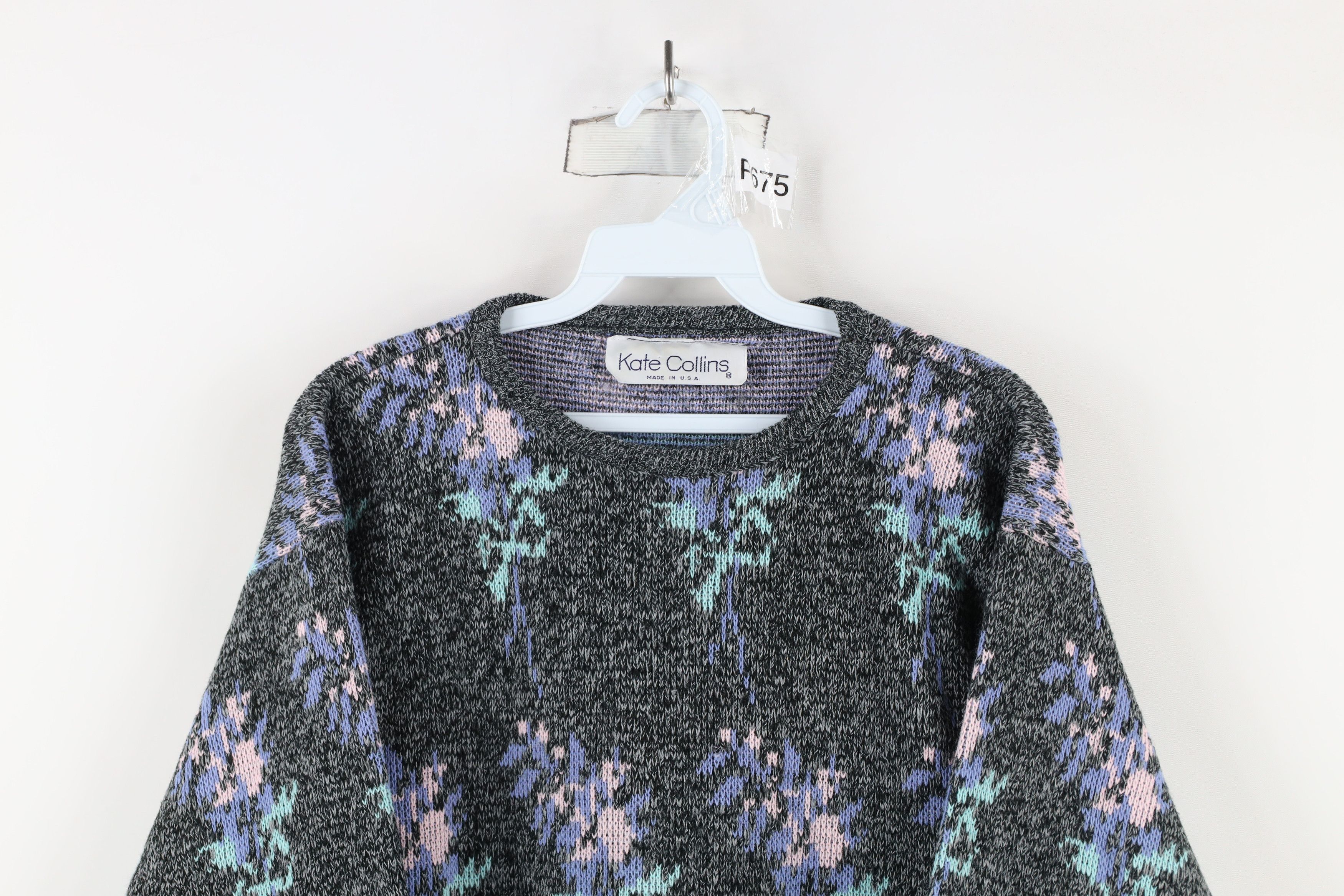 Vintage Vintage 90s Streetwear Flower Knit Crewneck Sweater USA Size M / US 6-8 / IT 42-44 - 2 Thumbnail