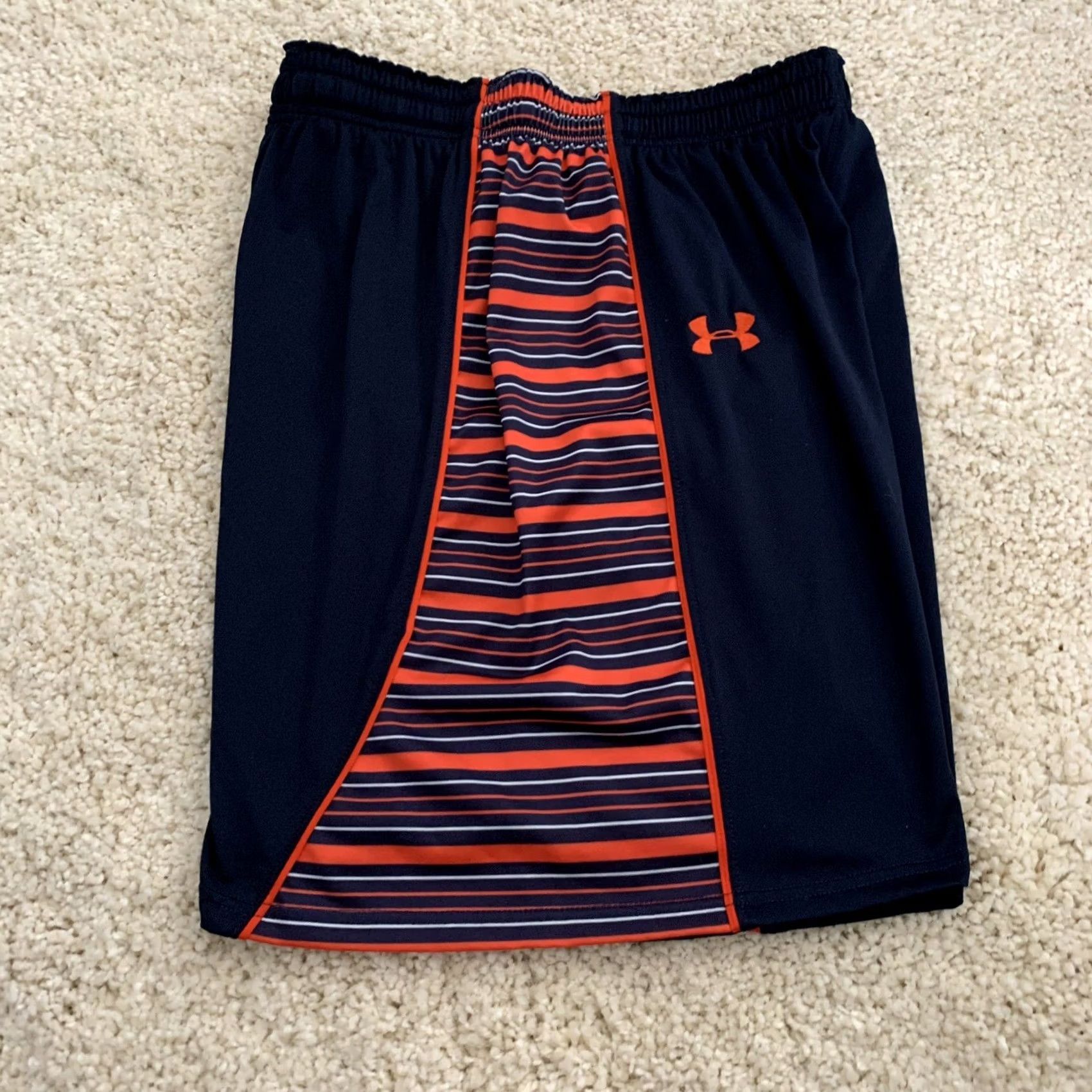 Under Armour Under Armour Shorts Womens L Blue Orange Striped Pull-On Elastic Waist Heat Gear Athletic Size 24" / US 00 / IT 34 - 5 Thumbnail