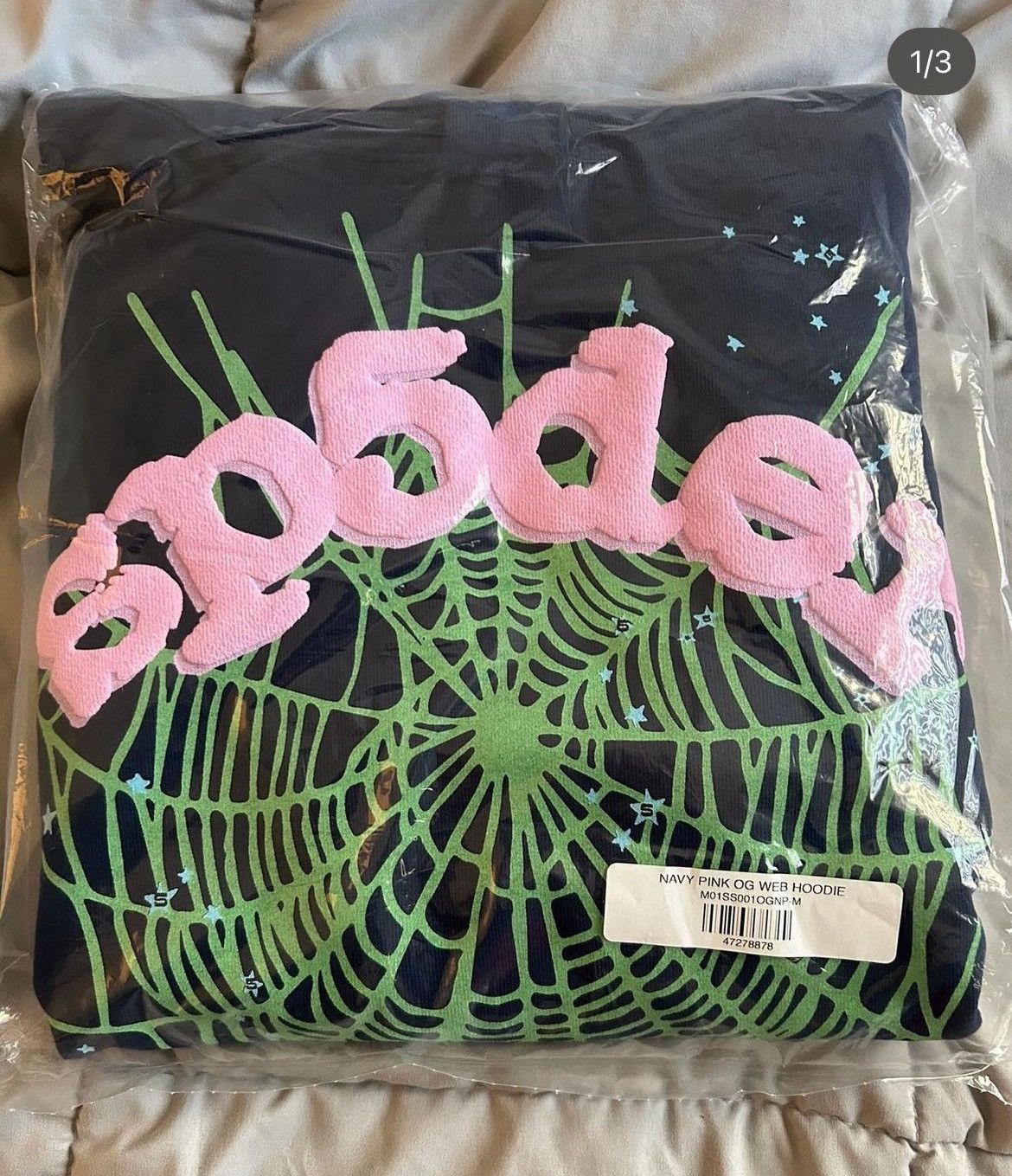 image of Spider Worldwide Navy Pink Ogweb Sp5Der Medium Hoodie Bought From The Website, Men's