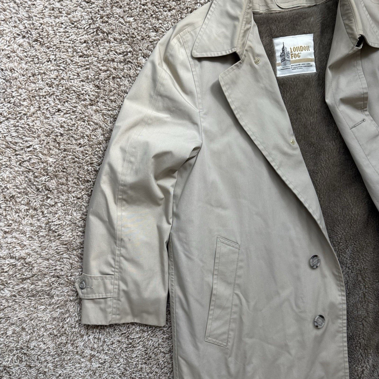 London Fog × Vintage London Fog Trench Coat Tan Overcoat Jacket Fleece Lined Size US M / EU 48-50 / 2 - 9 Thumbnail
