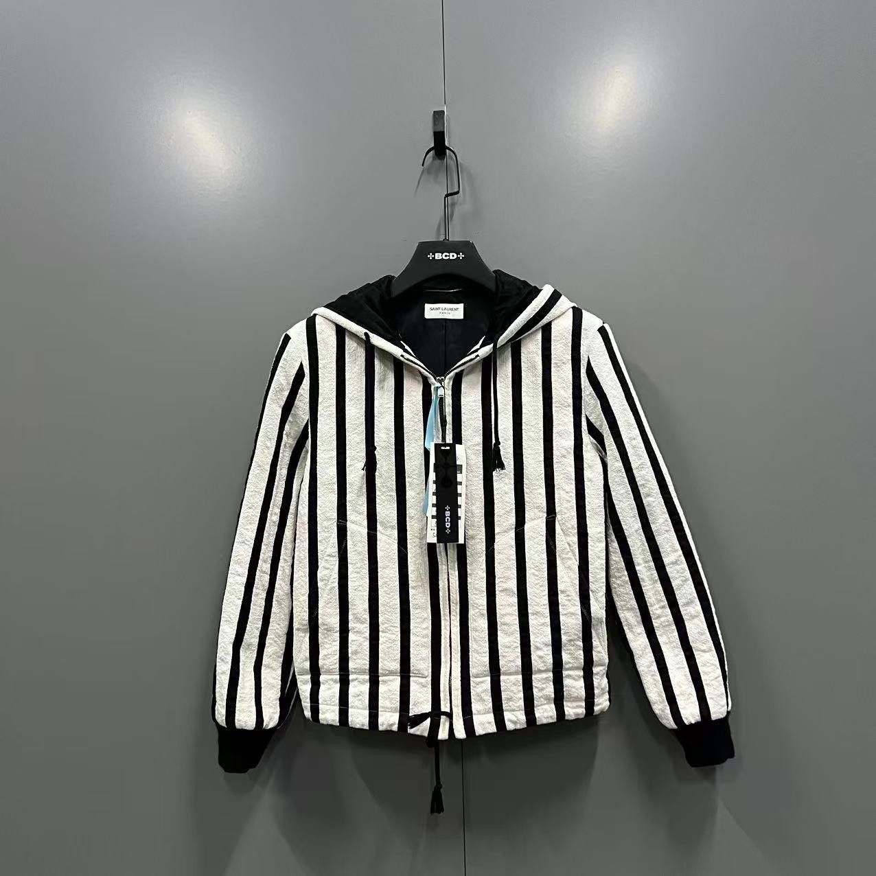 Saint Laurent Paris Saint Laurent Striped Hooded Zip Jacket Size US M / EU 48-50 / 2 - 1 Thumbnail