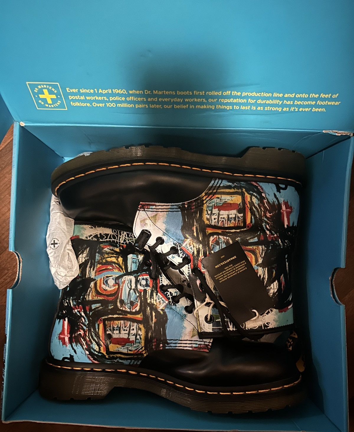 image of Dr Martens x Jean Michel Basquiat Dr. Martens Women's 1460 Limited Edition Shoes in Black (Size 10)