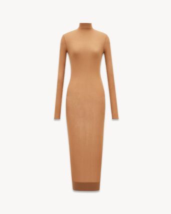 Saint Laurent Paris o1bcso1str1125 Turtleneck Dress In Stretch in Caramel/Brown Size M / US 6-8 / IT 42-44 - 1 Thumbnail