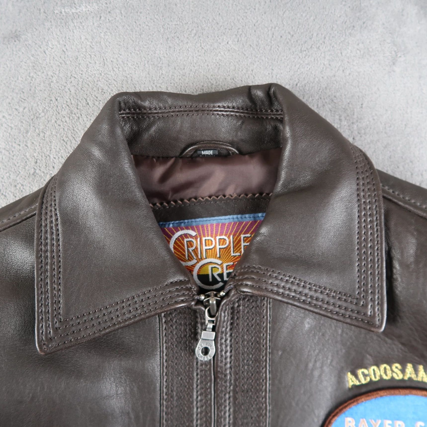 Vintage VINTAGE Cripple Creek Leather Bomber Jacket Women 3XS Brown XXXS Size Size XXS / US 00 / IT 34 - 3 Thumbnail