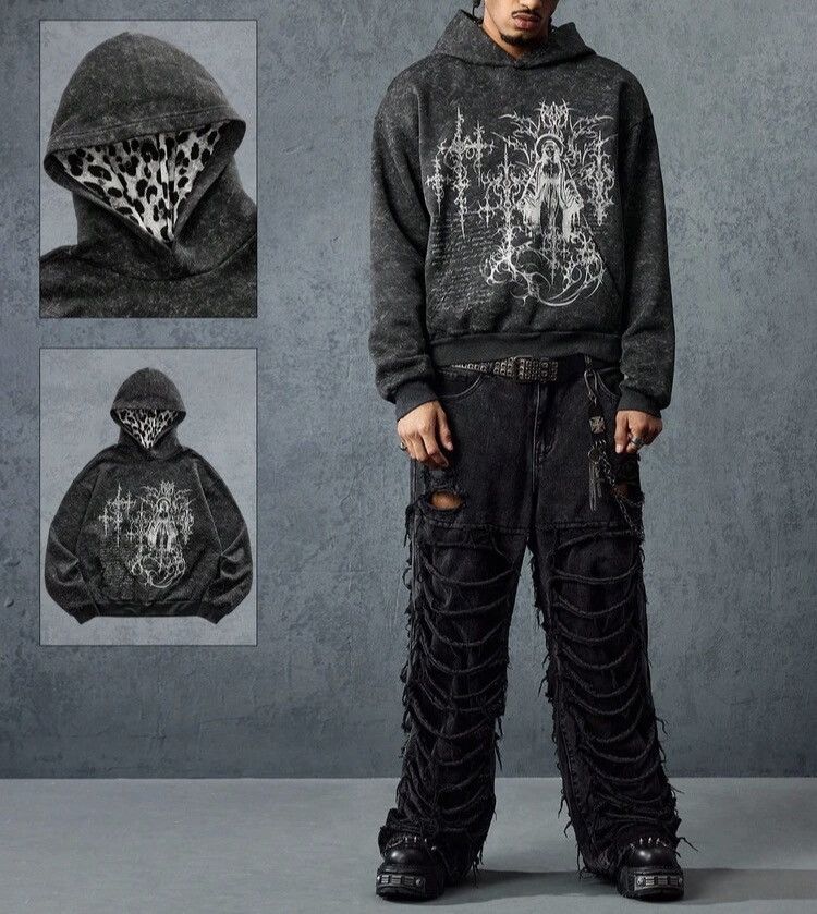 Japanese Brand Custom Star Patchwork Oversized Pullover Hoodies Size US M / EU 48-50 / 2 - 2 Thumbnail