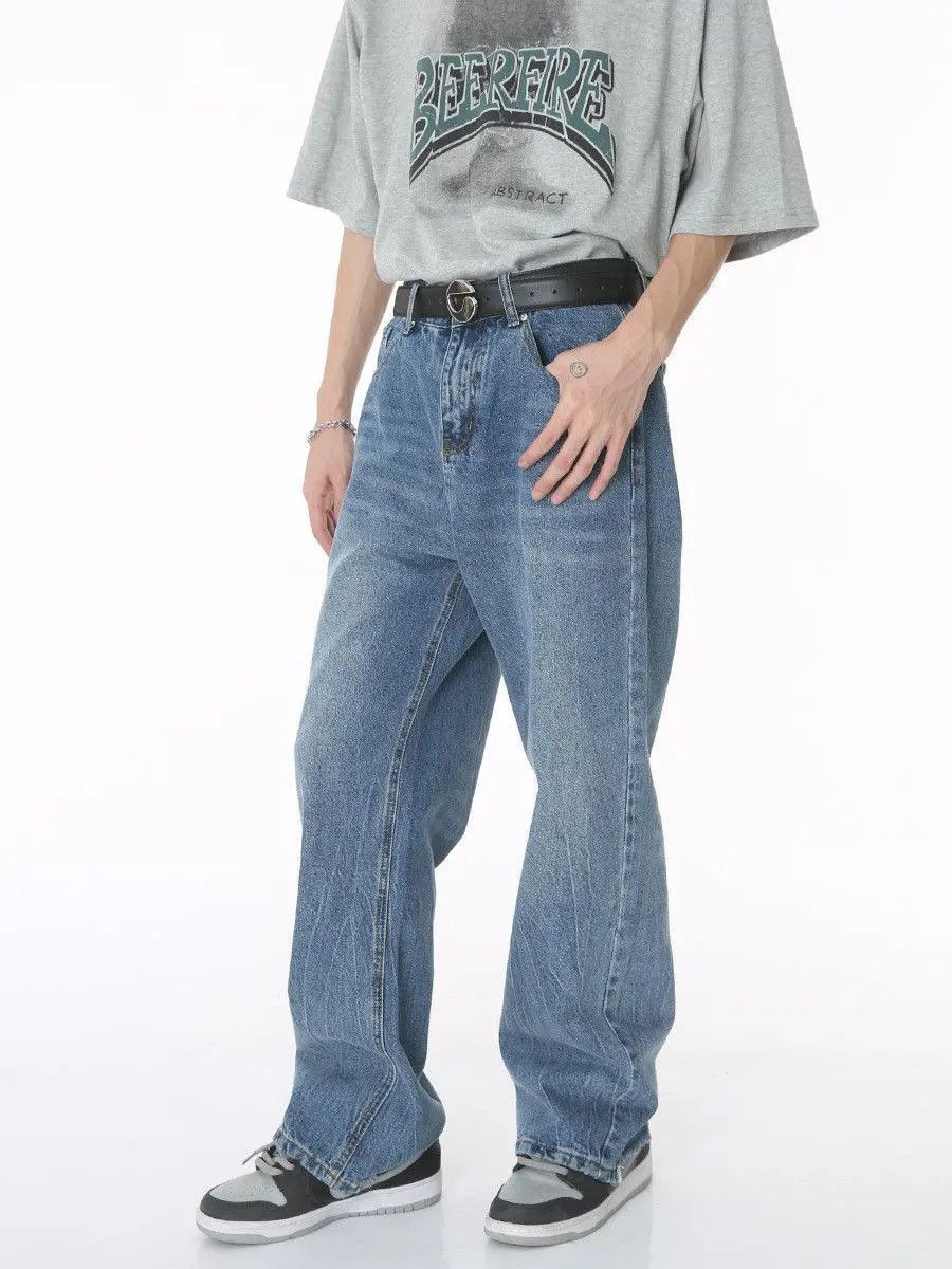 Japanese Brand Retro straight leg loose ripped jeans Size US 32 / EU 48 - 4 Thumbnail