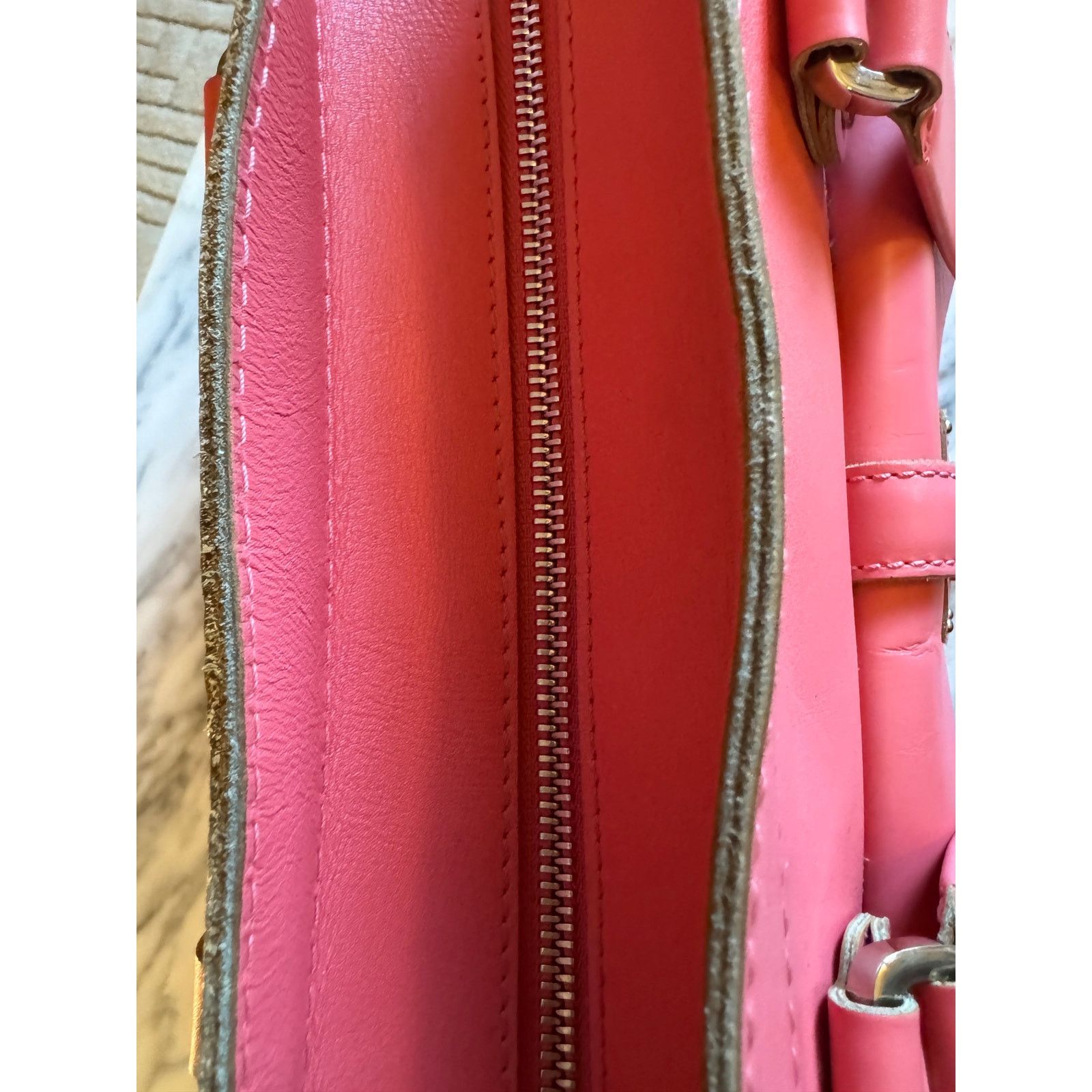 Malo Malo Pink Leather Bag with Tan Suede Interior Handbag Size ONE SIZE - 6 Thumbnail