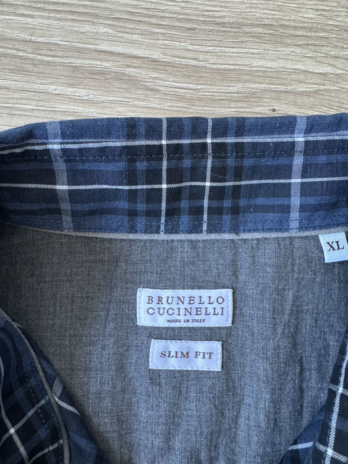 Brunello Cucinelli Brunello Cucinelli Slim Fit Blue Flannel Button Up Shirt Size US XL / EU 56 / 4 - 4 Thumbnail