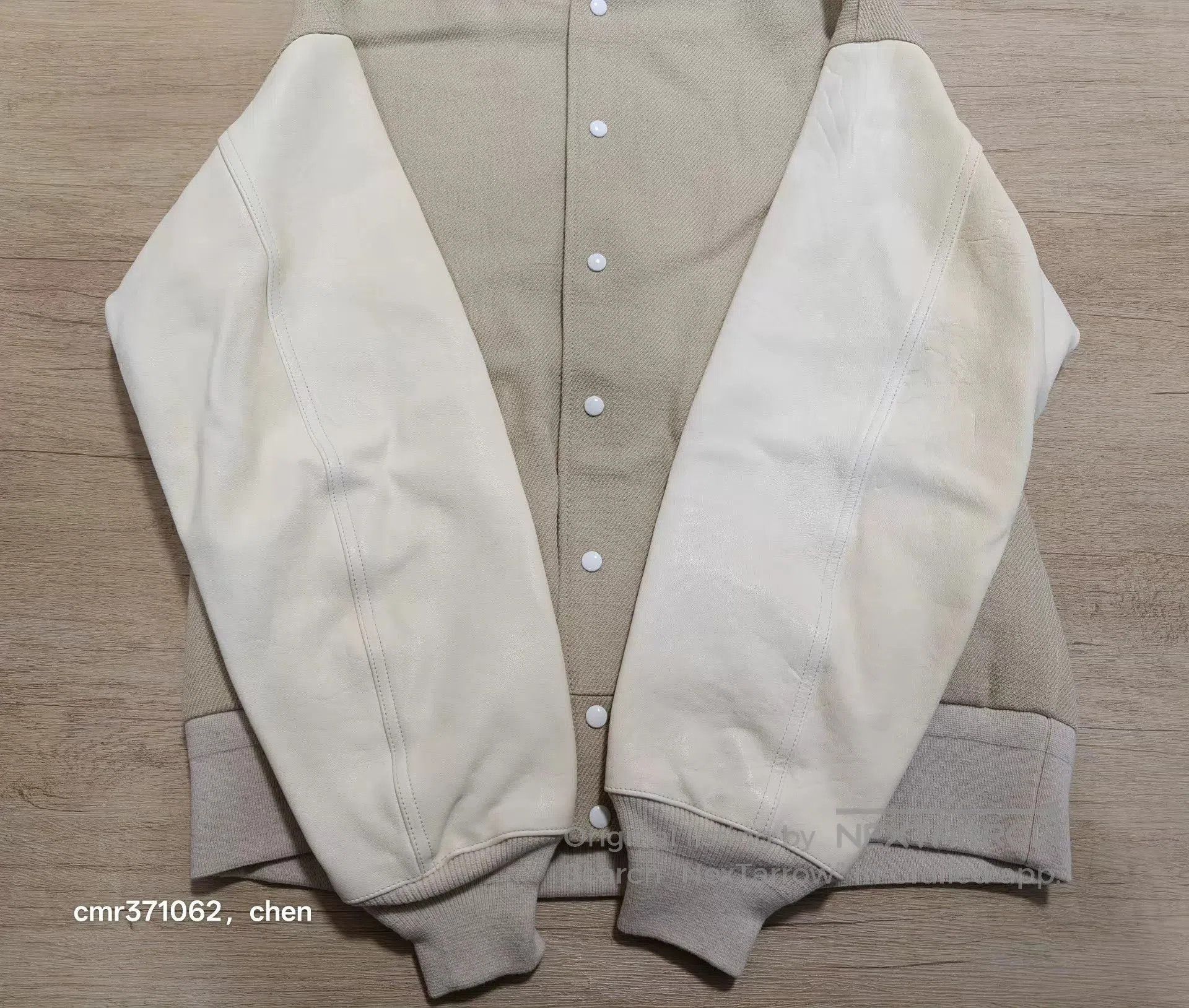 Visvim Beige Bomber Jacket with Leather Sleeves . Size US L / EU 52-54 / 3 - 3 Thumbnail
