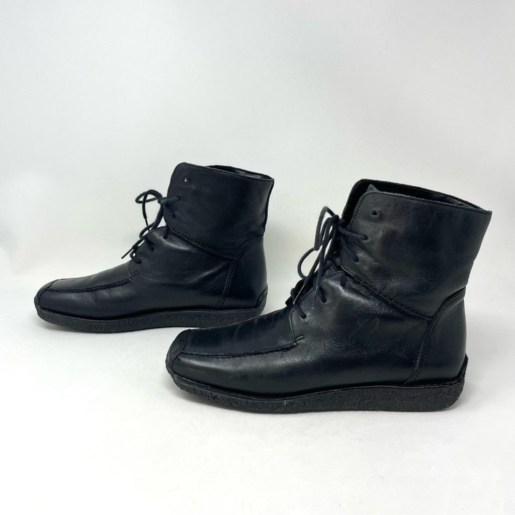 Denver Hayes VTG Denver Hayes Black Leather Square Toe Flate Booties US 8 Size US 8 / IT 38 - 5 Thumbnail