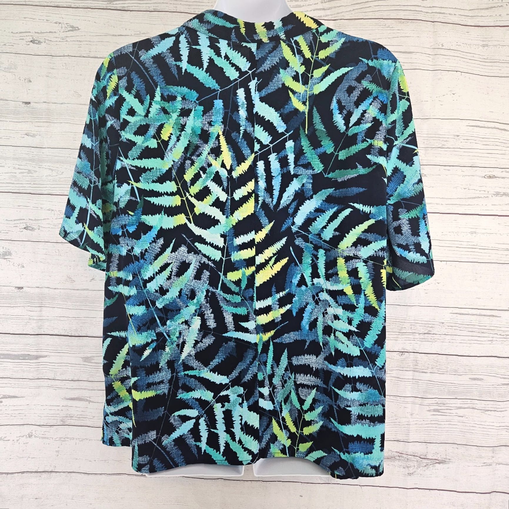 Vintage Catherines Womens Popover Top Blouse Short Sleeve 2X Blue Shirts Womens Plus Size Size XXL / US 16-18 / IT 52-54 - 3 Thumbnail