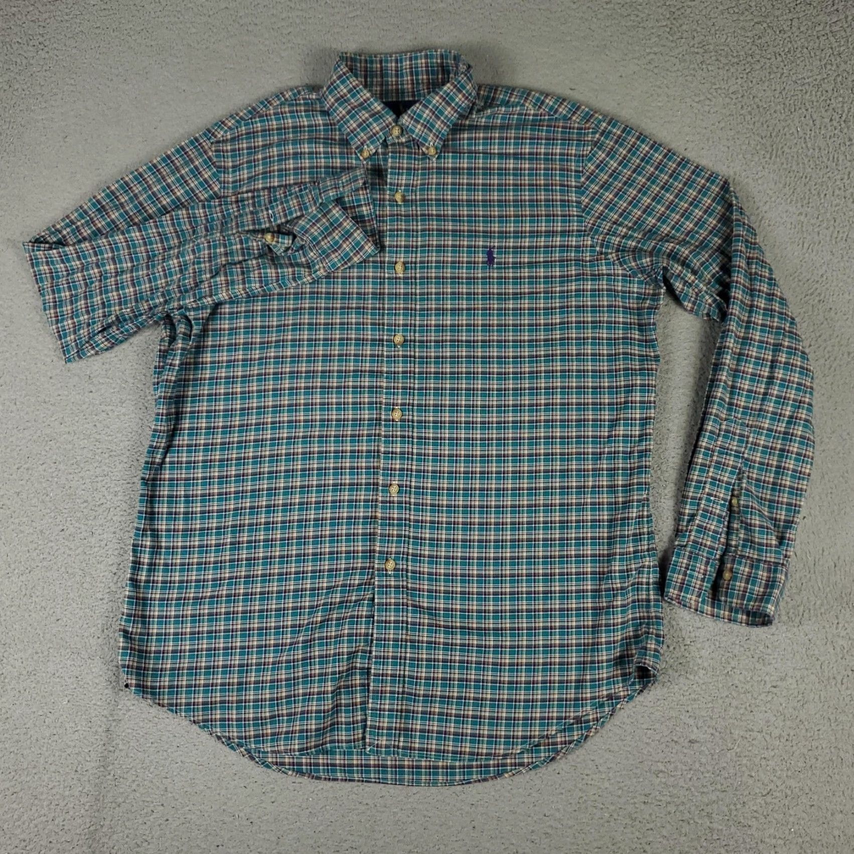 Ralph Lauren VINTAGE Ralph Lauren Shirt Mens Large Green Blue Plaid Long Sleeve Button Down Casual Mens Size US L / EU 52-54 / 3 - 3 Thumbnail