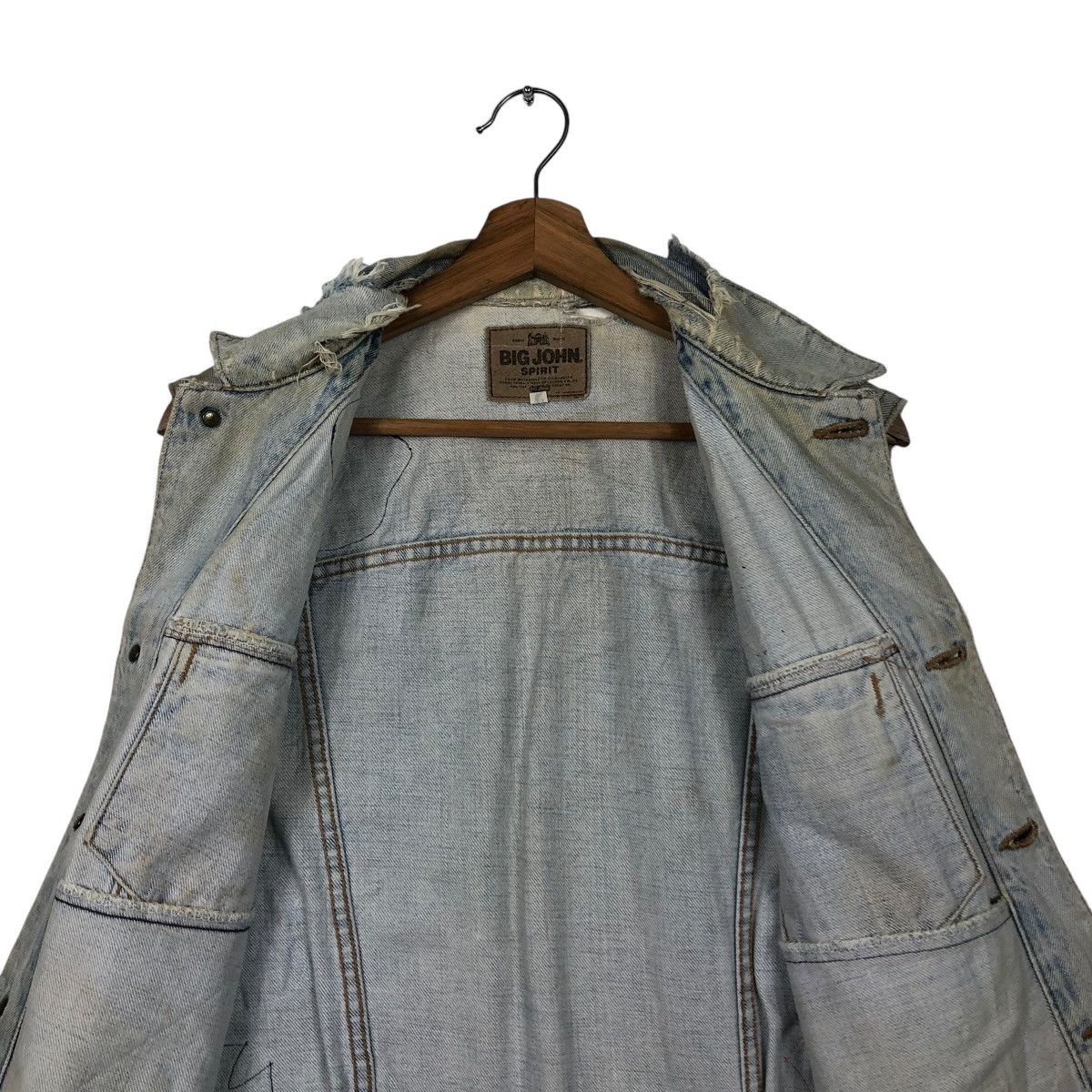 Japanese Brand 🔥DISTRESSED DENIM TANK TOP SLEEVELESS BIG JOHN USA PATCHES Size US M / EU 48-50 / 2 - 21 Thumbnail
