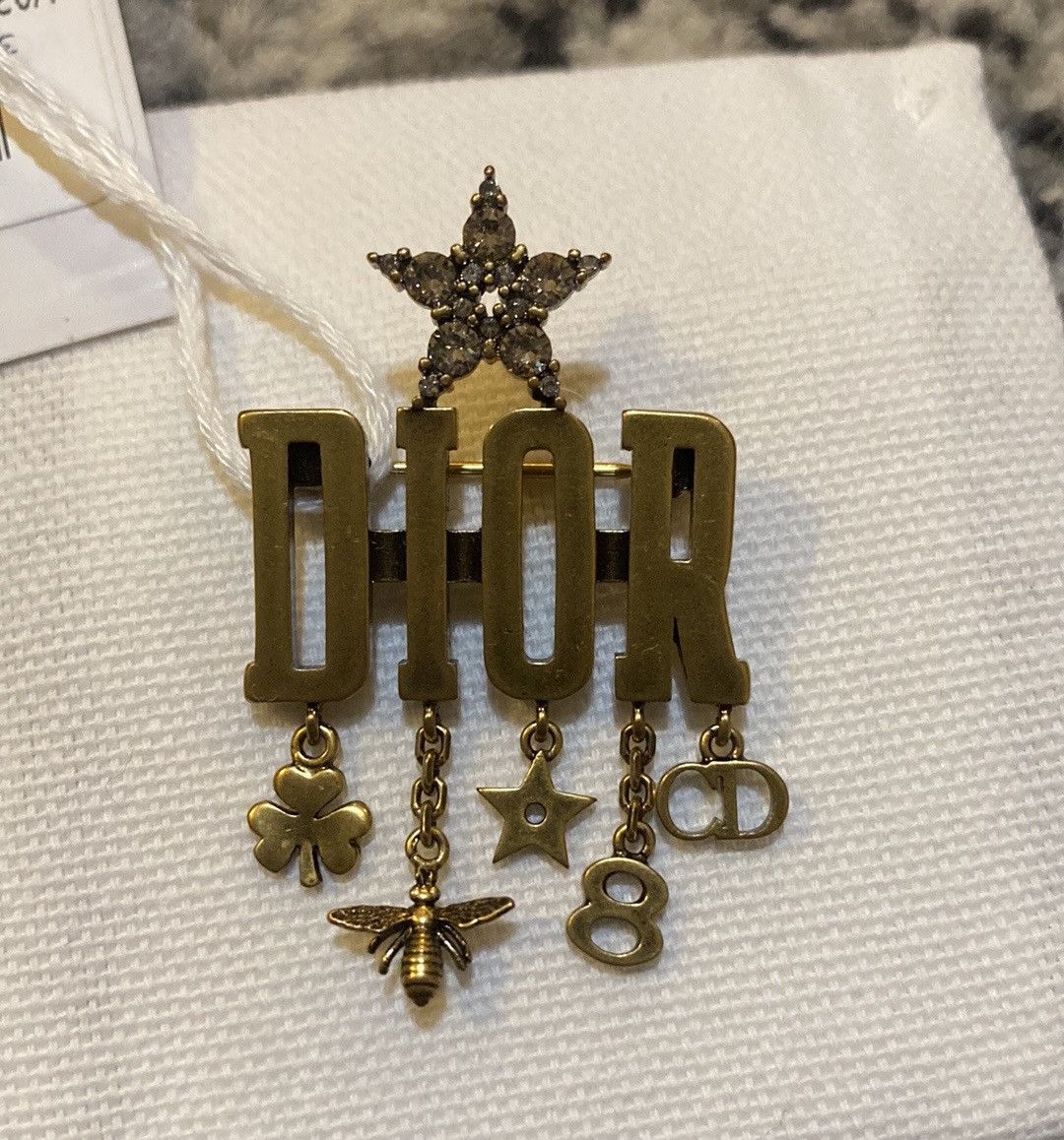 image of Dior Dio(R)Evolution Brooch Antique Gold Finish Metal, Women's