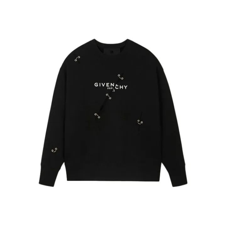 Givenchy Givenchy Black Logo Print Long Sleeve Sweatshirt Size US M / EU 48-50 / 2 - 1 Thumbnail